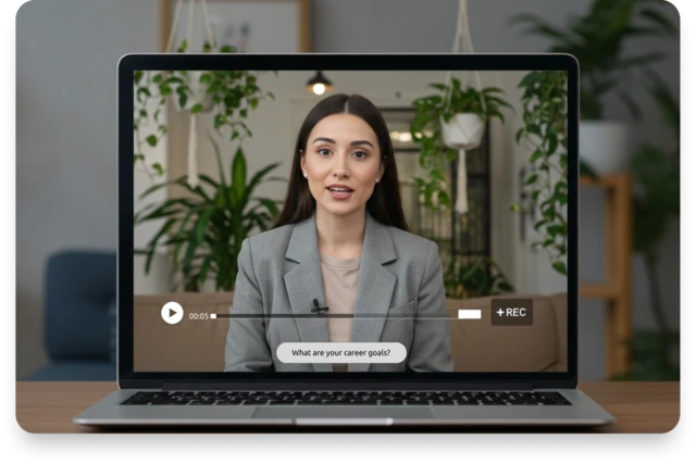 An Intervou interview in progress, with a guided question on screen